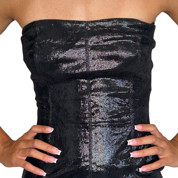 Revolve SPRWMN Goth Leather Bustier Mini Cocktail Dress XS Black NYE Designer‎ - Picture 4 of 10